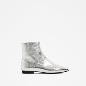 ZARA Silver Metallic Ankle Boots